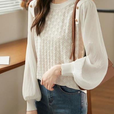 Französisches Herbst-Top-Design erzeugt einen schlankmachenden Effekt Süßer und schöner Strickpullover