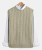 Topboy Regular Fit Cable Knit Round Neck Vest Beige