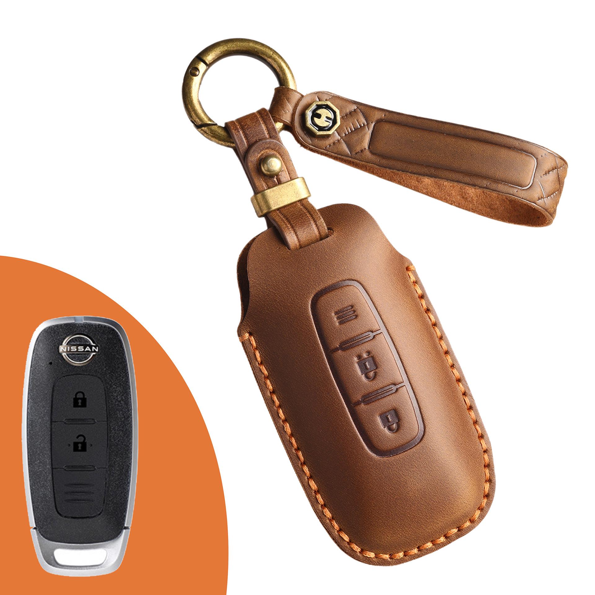 

Кожаный чехол для ключа для новых моделей Nissan: Sylphy, Teana, Tanlu, Qashqai, Qijun, Jinke — стиль ретро с пряжкой