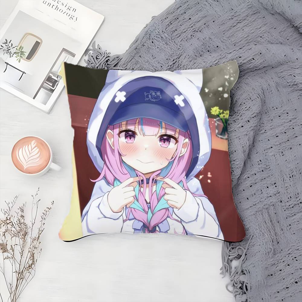 H-Hololive M-Minato Aqua Pillow Case Printing Pillowcase Living Room Sofa Cushion Cover Bedroom Room Decor