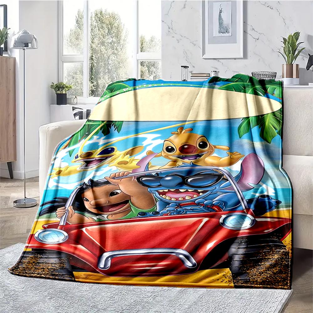 Stitch Theme Printed Blanket - Perfect for Couch, Bed, Travel & Outdoor Use | Machine Washable, Cozy & Durable.