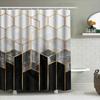 Modern Geometric Hexagon Shower Curtain Set Elegant Metallic White Black Design With Water-Resistant Fabric For Bath Decorations