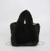 Korean Style Winter Crossbody Bag Fashi Faux Rabbit Fur Handle Shoulder Bag Simple Versatile Texture and Versatile Bucket Bag