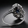 Exquisite Blue Rings Women Anniversary Evening Party Dazzling Zircon Silver Color Elegant Lady's Luxury Jewelry Gifts