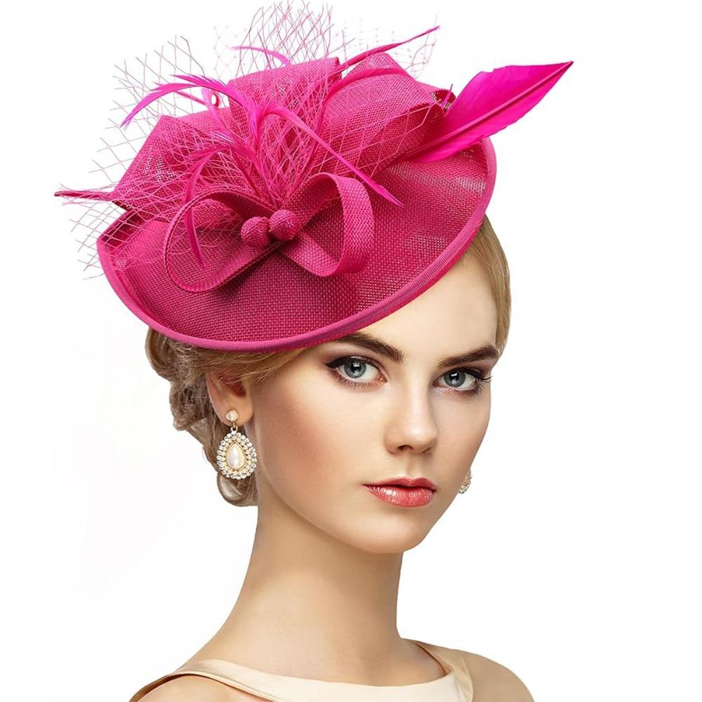Exquisite Tea Party Mesh Hair Band Bowknot Bride Headdress Vintage Feathers Fascinator Hat  Lady