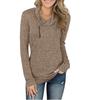 Women's Solid Color Long Sleeved Pullover Zipper Women's Top