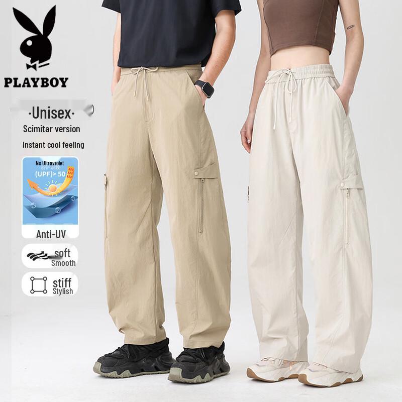 PLAYBOY Unisex Loose Straight-Leg Casual Pants L хаки