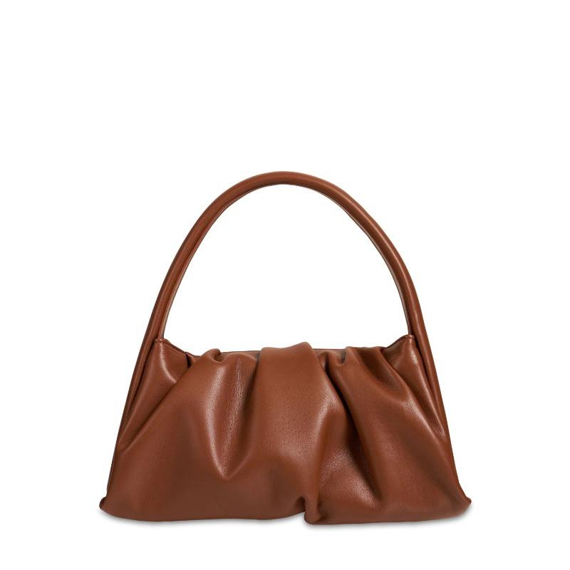 

Guangzhou boutique dinner bag Napa leather hand carry mouth red envelope pleated microfiber portable cosmetic bag 29X32X13cm коричневый