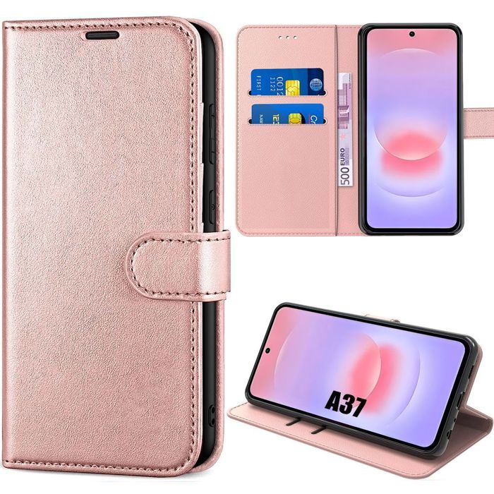 Case for Samsung Galaxy A37 5G, Flip Cover Anti-Scratch Shockproof Synthetic Leather Pink