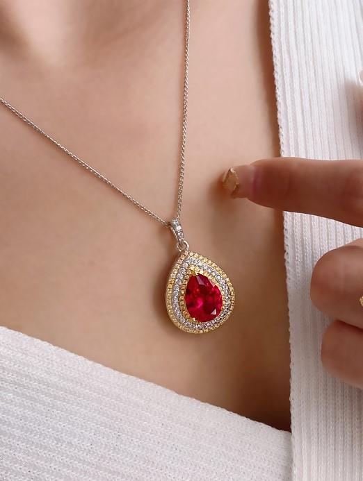 

Jewelry Temperament Ring Color Treasure Popular Simulation Yellow Diamond Water Drop Pendant Retro