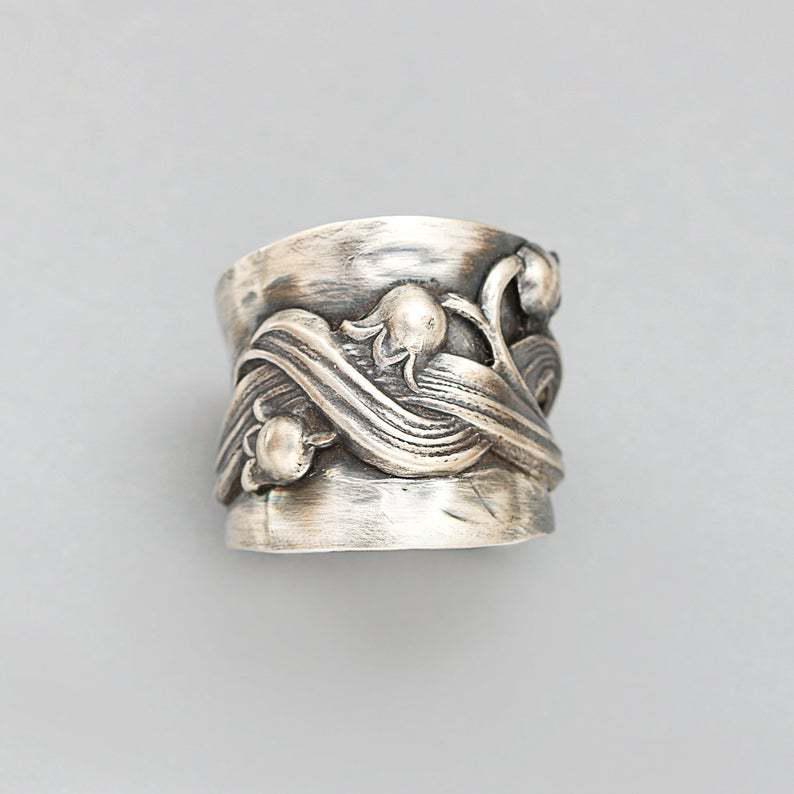 

Кольцо обручальное Wish Gothic Lily Flower Twist - Для женщин Size 11 античный серебряного