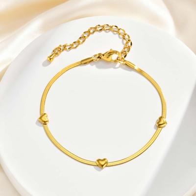 Minimalist Blade Chain Heart Bracelet for Women Gold Plated Stainless Steel Waterproof Bracelets Chic Jewelry Gift
