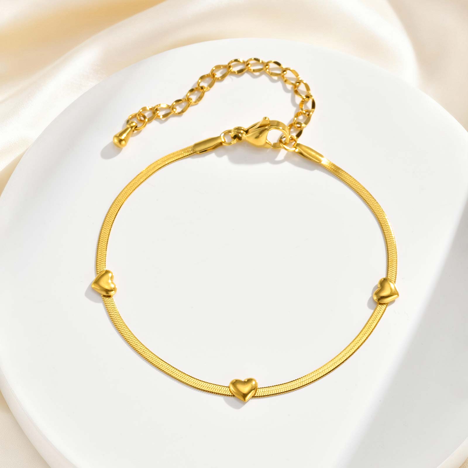 

Minimalist Blade Chain Heart Bracelet for Women Gold Plated Stainless Steel Waterproof Bracelets Chic Jewelry Gift