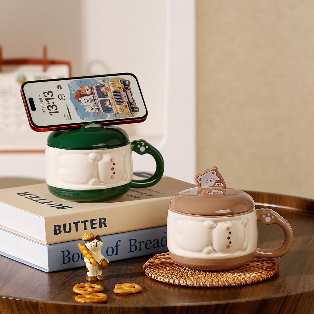 Ručně malovaný reliéfní roztomilý kreslený hrnek s mazlíčkem do kanceláře, vysoce hodnotný, roztomilý dívčí hrnek na vodu, dárek k narozeninám, suvenýr