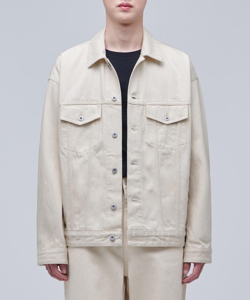 Musinsa Standard Undyed Semi-Over Denim Trucker Jacket [Raw Cotton]