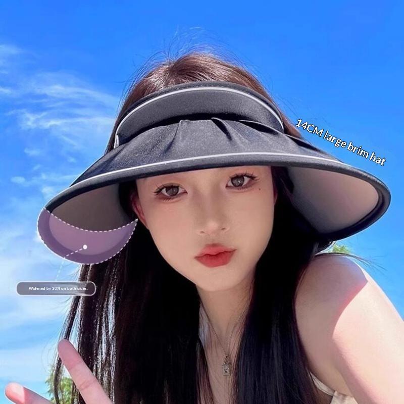 2026 Women'S Summer Large Brim Open Empty Top Sun Hat Upf 50+ Foldable Sunshade Hat Uv Protect Sun Protection Sun Cap