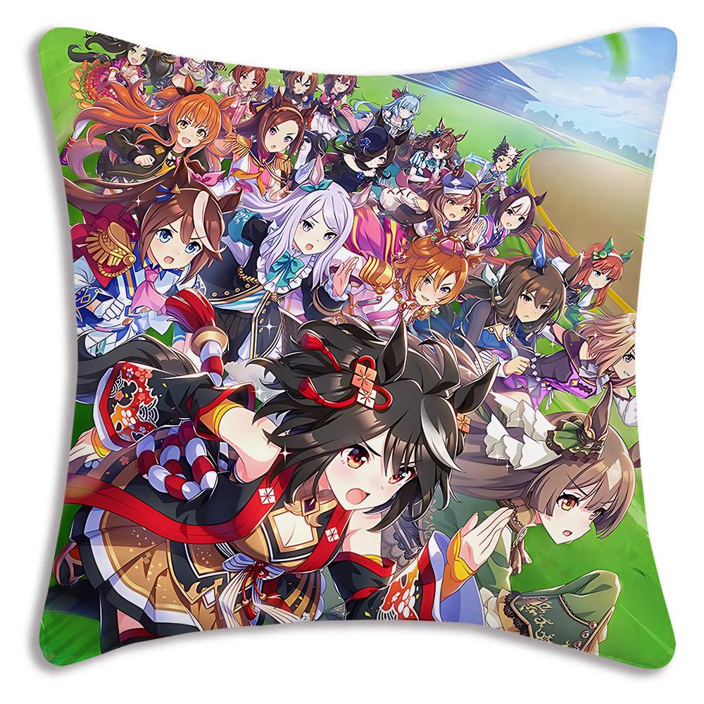 Anime Uma M-Musume Pretty Derby Pillow Covers Cartoon Sofa Decorative Home Double-sided Printing Short Plush Cute Cushion Cover