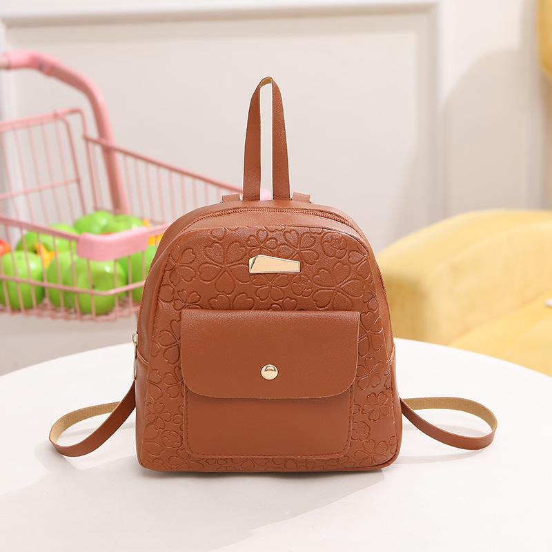 

Свежий и милый рюкзак с тиснением в виде цветов, модная многофункциональная наплечная портативная сумка-мессенджер для женщин, мини-маленький школьный рюкзак, тренд светло-коричневого
