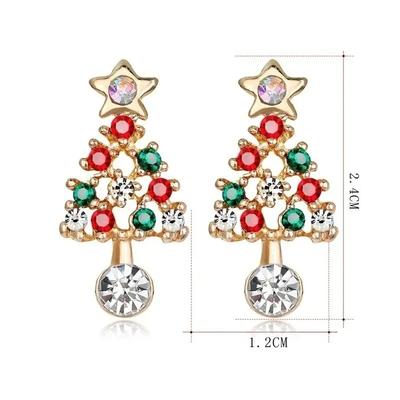 Luxury Design Women Christmas Earrings Rhinestone Earrings Christmas Jewelry Gifts Earrings Christmas Tree Party Earrings Trendy