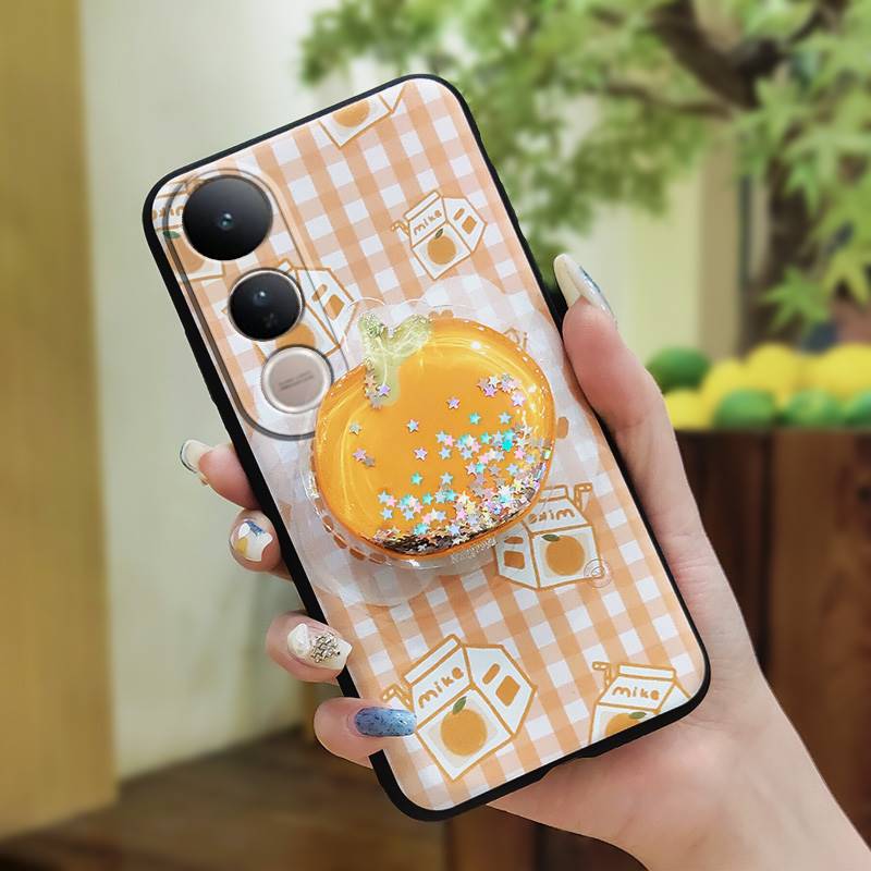 Simplicity Skin feel silicone Phone Case For VIVO V50 Lite 5G Global TPU Waterproof Rotatable stand Anti-knock cute