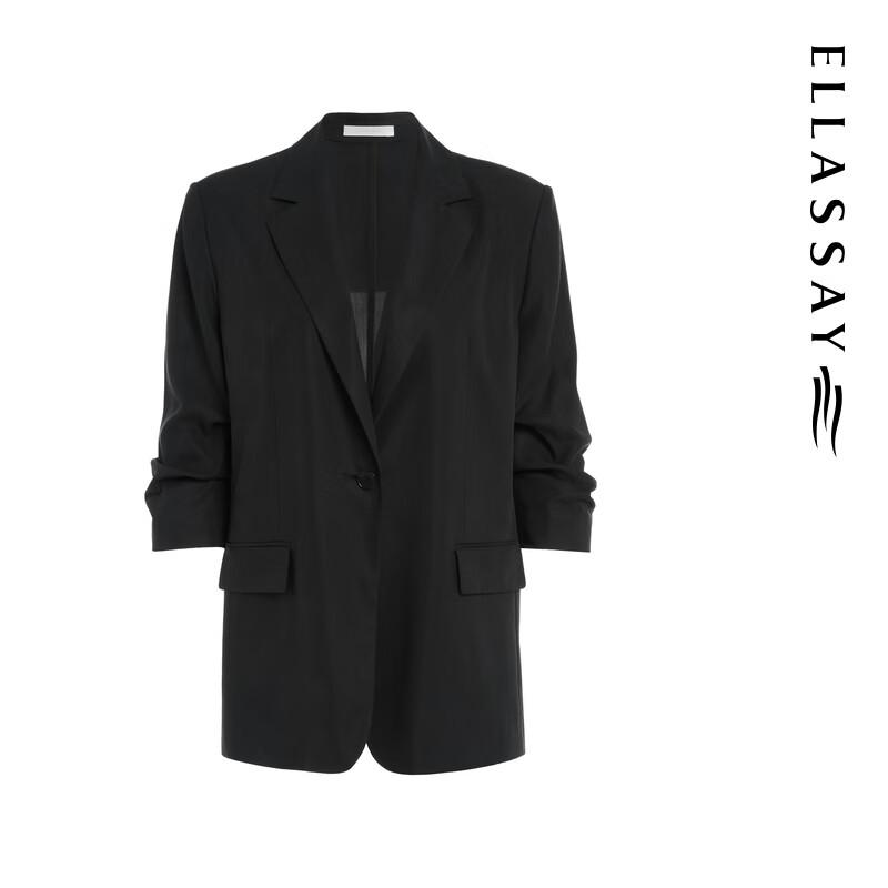 ELLASSAY Women's Lyocell Relaxed Fit One-Button Blazer