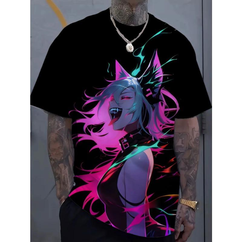 Cartoon Sexy Girl Pattern 3d Printed Men's T-Shirt Bad Girl Pattern Personalized Short Sleeve T-Shirts