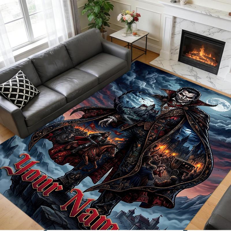 Crystal Velvet Rug Custom Name Text, Soft Non Slip Floor Mat Home DecorDracula