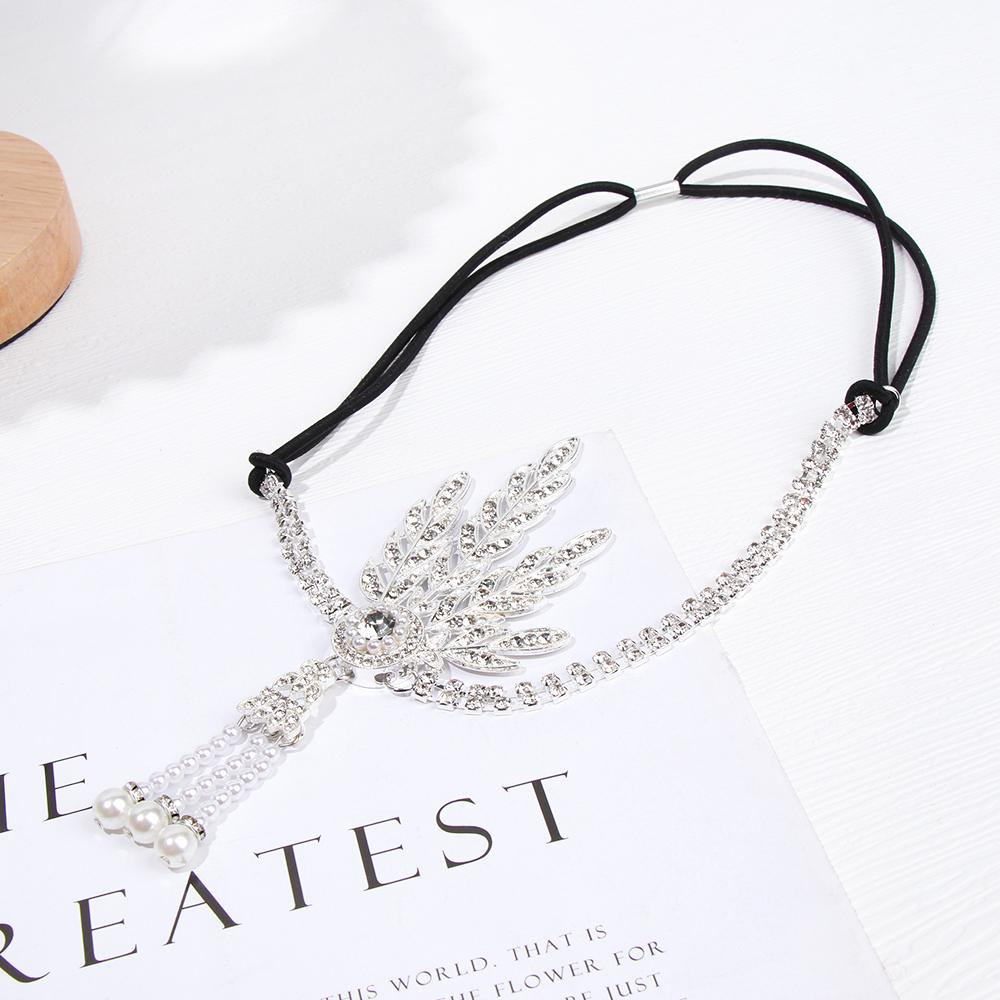 Quality Elegant Diamond Headdress Gatsby Flapper Dress Accessories Pearl Headband Bridal Headpiece