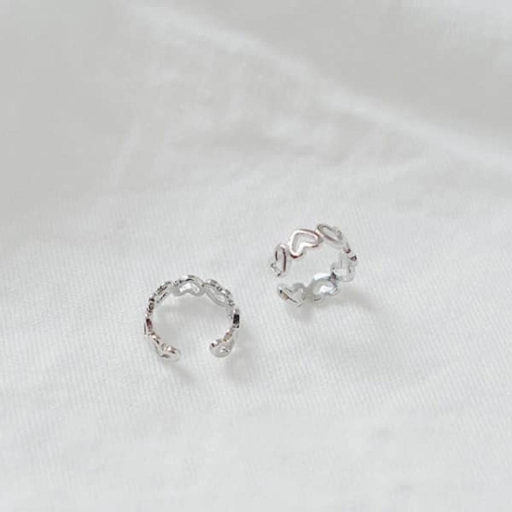 Women's Daily Bean Heart Ring Ear Cuff Bracelet Earrings