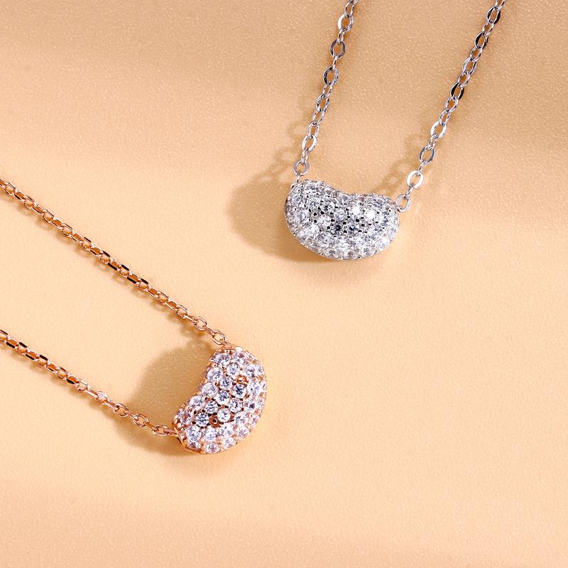Full Diamond Acacia Red Bean Necklace Women's Niche Exquisite Small Fashion Versatile Bean Item Jewelry