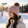 Warm Knit Caps for Daily Wear Winter Knitted Hat Women, Cold Weather Fleece Lined with Pom Thermal Beanies Pom, Chunky Snow Hat, Soft Ribbed
