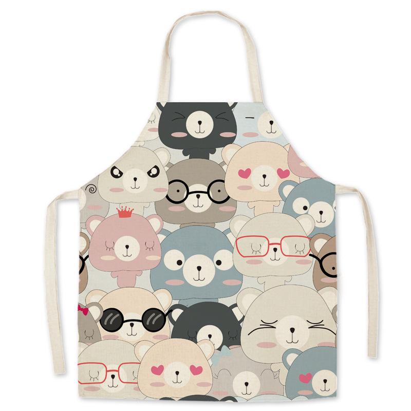 Cartoon Print Oil-Proof Parent-Child Kitchen Apron, Sleeveless Neck-Hanging Style