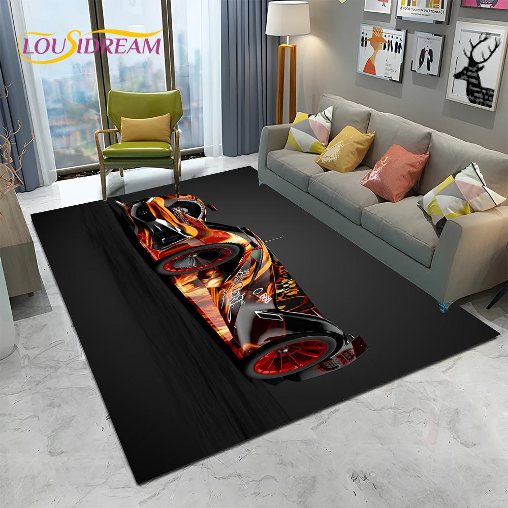 HD Concept Car 3D Future Sports Car Cartoon Carpet Rug for Home Living Room Bedroom Sofa Doormat Decor,kids Non-slip Floor Mat