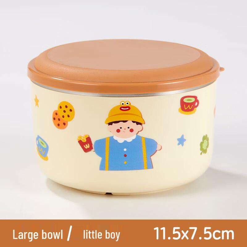 Cute Anti-Scald 304 Stainless Steel Kids  Bowl with Lid