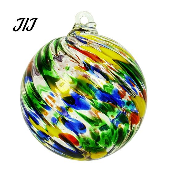 Artistic Indoor Outdoor Decor Hand Blown Glass Ball Ornament, Colorful Christmas Hanging Decoration Reflective Baubles for Tree, Window, Patio,