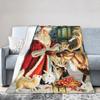 Red Christmas Pattern Blanket Flannel Textile Decor Multifunction Warm Throw Blankets for Sofa Car Plush Thin Quilt