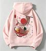 Autumn/Winter Children's Casual Hooded Sweatshirt - Retro Cartoon Japanese Ramen Bowl Print Long Sleeve Pullover Shirt