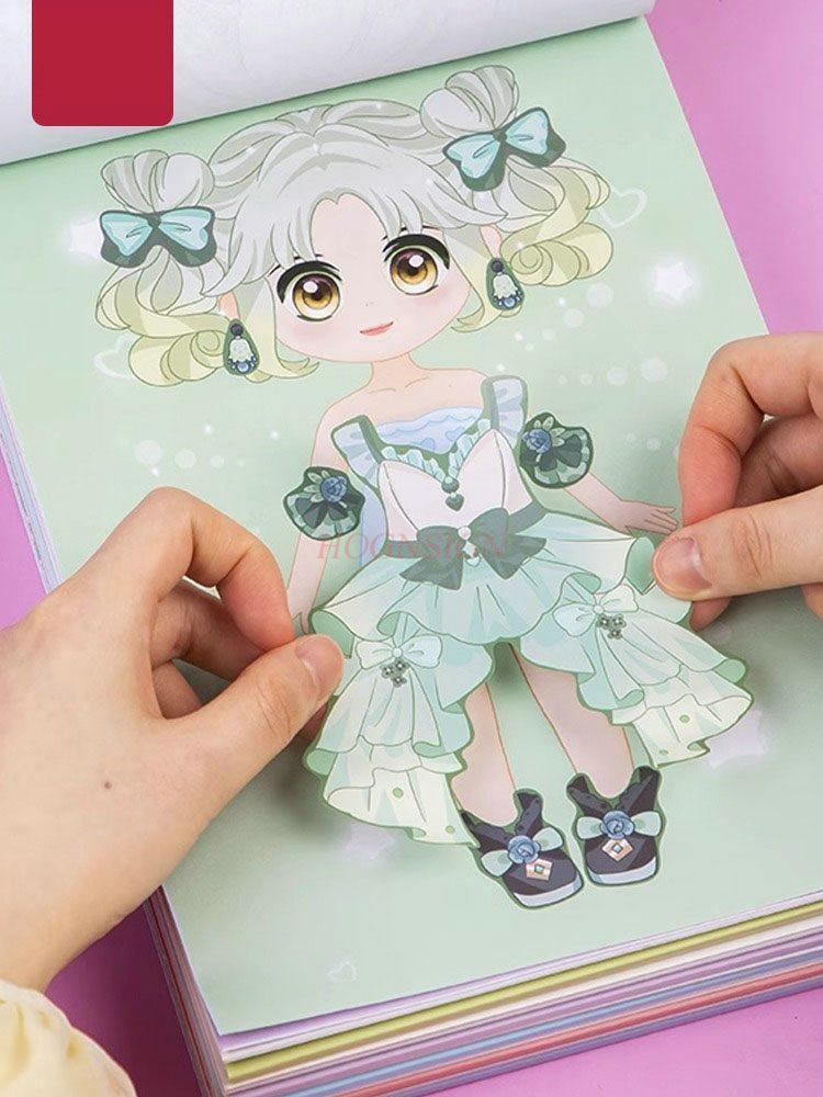 1set Princess Dress Up Sticker Book Toy Girl 3 To 6 Years Old Dress Up Show Children's Puzzle Girl Makeup Book Stickers