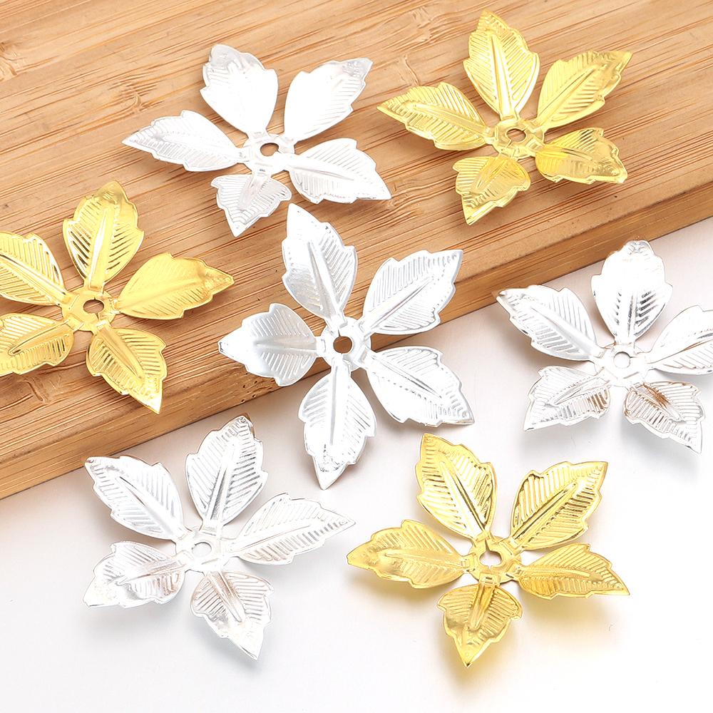 30pcs Metal Flower Spacer Beads Caps Iron Petals Connectors For Jewelry Making DIY Crafts Necklace Bracelets Decor Accessories