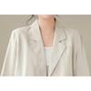 [JHIJSC] Ladies Jacket Spring Formal Tailored Jacket Cotton Linen Thin Fashionable Big Size (JP, Alphabet, XL, Blue)