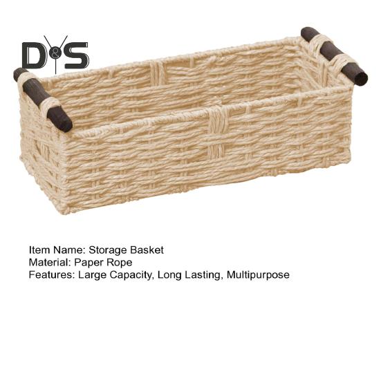 Rechteckiger Aufbewahrungskorb mit Griff, großes Fassungsvermögen, Mehrzweck, handgefertigt, dekorativ, geflochtener Korb, Dekoration