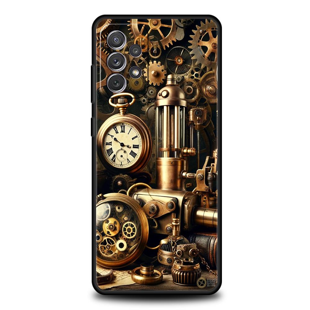 Phone Case for Samsung Galaxy A55 A53 A52 A52S A51 A41 A35 A32 A25 A23 A15 A13 A71 A72 5G Soft TPU Shell Mechanical Gear Pattern
