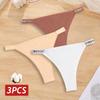 3 sztuki/zestaw bawełniane brazylijskie majtki damskie majtki seksowne majtki bikini z niskim stanem damskie jednolity kolor oddychająca bielizna M-XL