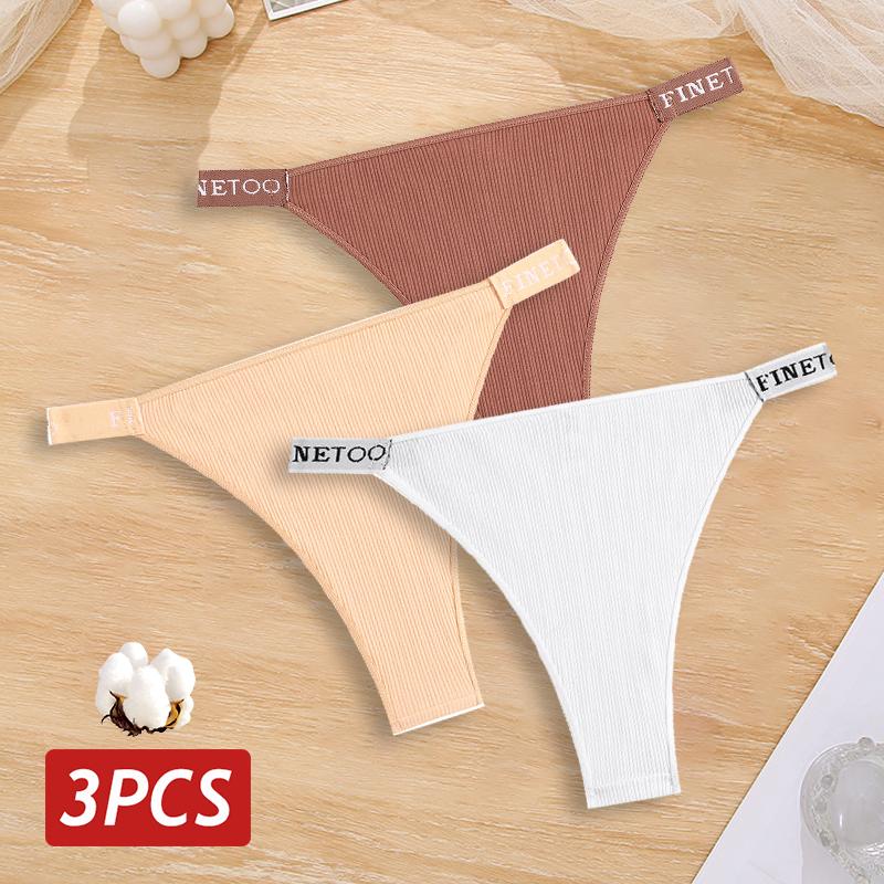 3 sztuki/zestaw bawełniane brazylijskie majtki damskie majtki seksowne majtki bikini z niskim stanem damskie jednolity kolor oddychająca bielizna M-XL