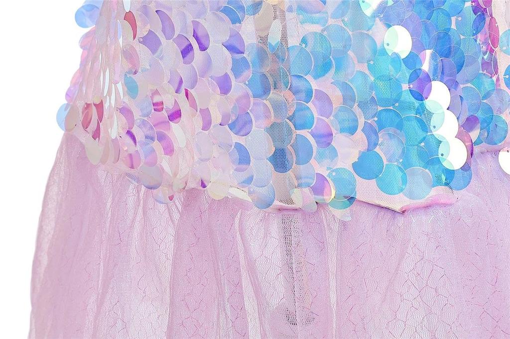 Little Girl Princess Mermaid Fancy Dress with Sequin Birthday Party Halloween Size Purple [Dressy Daisy] Tail, Costume, 8-9,