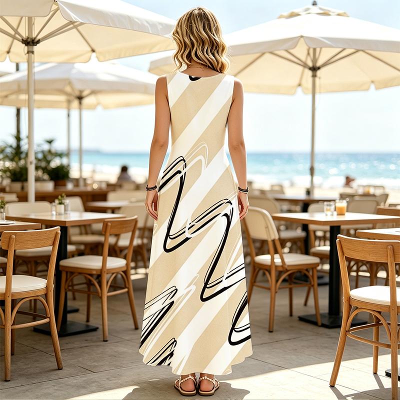Sleeveless Summer Maxi Dress Soft & Breathable,Flattering Versatile for Daily Casual,Beach Vacation,Commute & Date