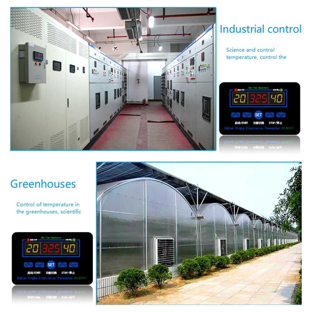 ABUO-1 Pcs W1411 10A LED Thermostat Thermostat Control Switch Sensor For Greenhouses Animal Husbandry 12V