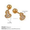 Fashion Sweet Wind Flower Coconut Tree Plant Stud Earrings Stainless Steel Gold Plated Diamond Piercing Earrings