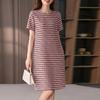 ZANZEA Women Grid Print Casual Round Neck Short Sleeve Dress