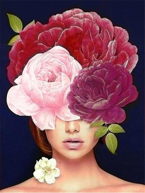 Voll Quadratisch Rund 5D DIY Diamantstickerei Mädchen Blume Diamantmalerei Rose Mosaikbild aus Strass Wandkunst